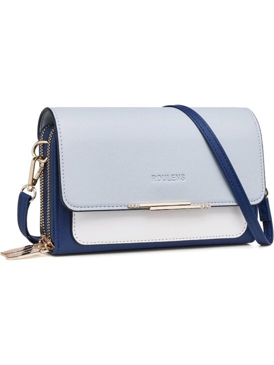 Handbags - Women's Navy/Light Blue Leather Crossbody Bag Cell Phone Wallet Shoulder Purse